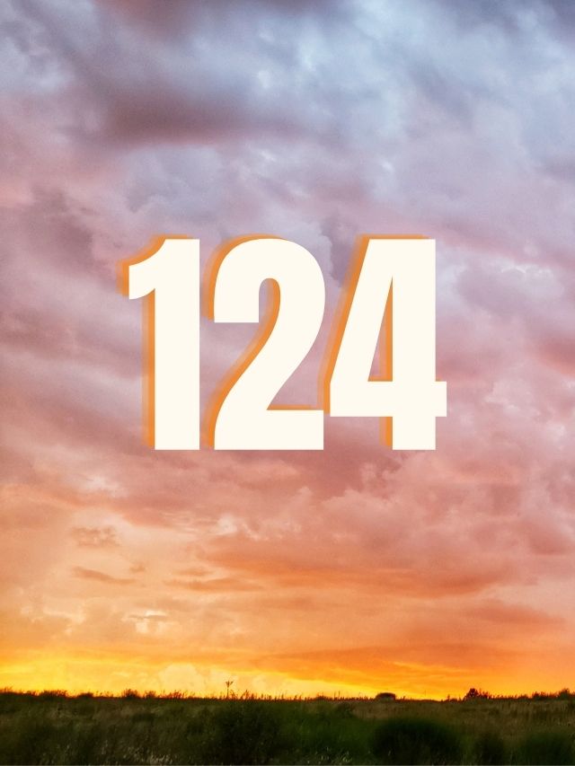 angel number 124 on sunset background
