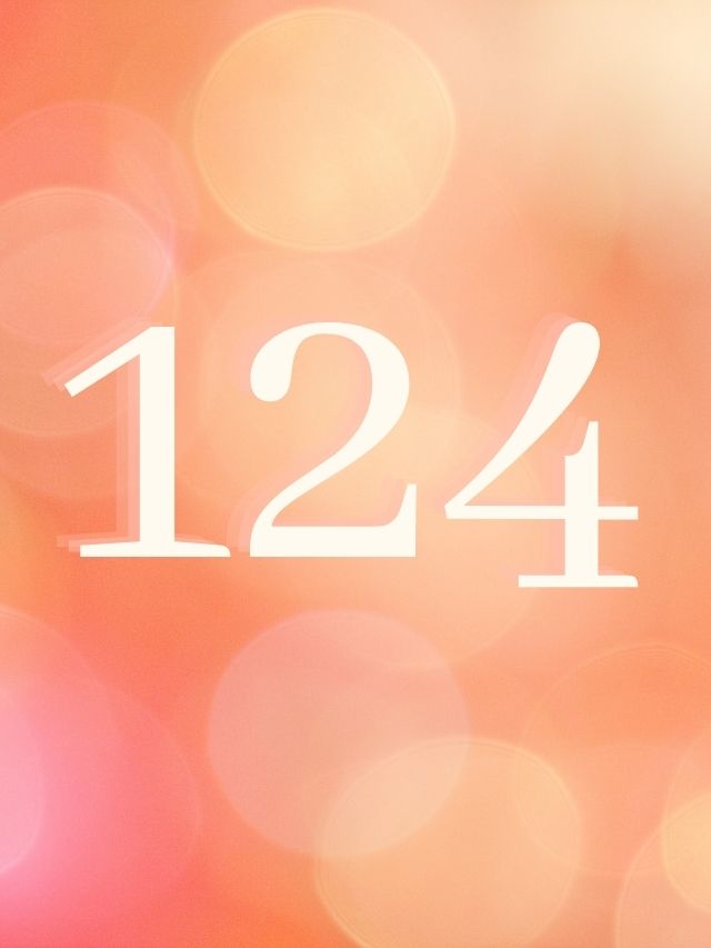 124 angel number on orange background