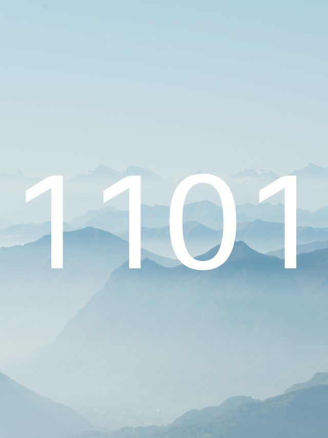 1101 angel number on blue mountain background 