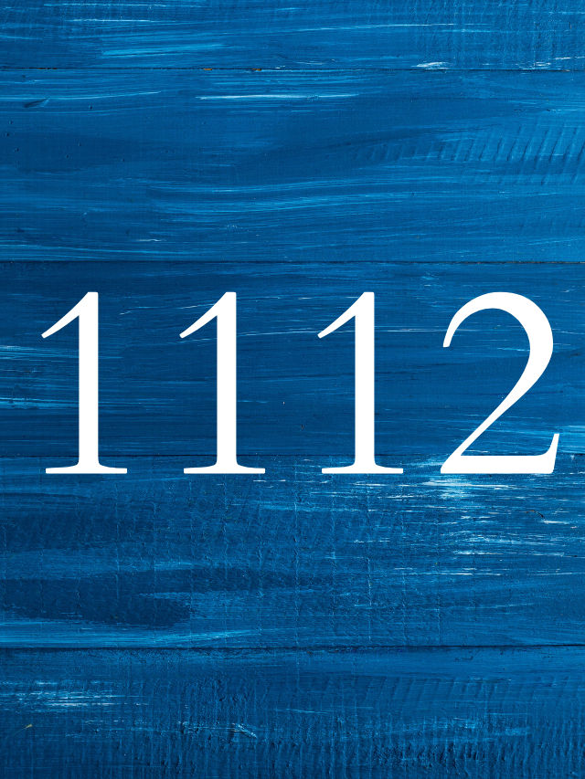 angel number 1112 on blue background