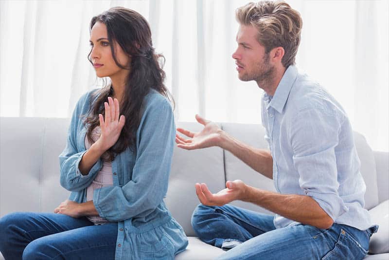 angry woman refuse to talk with man